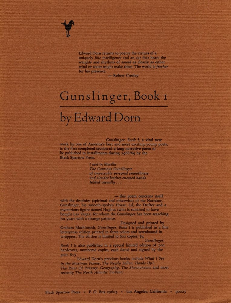 [Item #1850] Prospectus for Gunslinger, Book I. Edward Dorn.