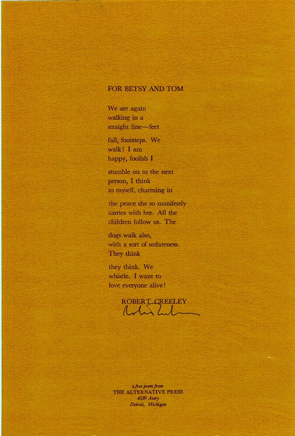 Item #2004] For Betsy and Tom. Robert Creeley