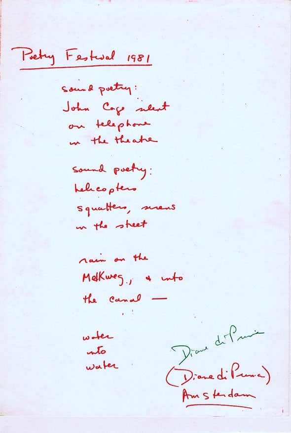 [Item #2033] Poetry Festival 1981. Diane di Prima.