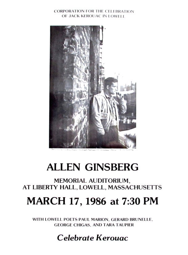 Item #2183] Announcement of Appearance in Lowell, Massachusetts. Allen Ginsberg
