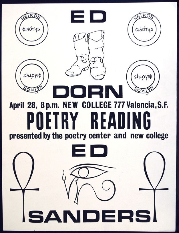 [Item #2324] Poetry Reading Announcement Broadside-Poster. Edward Dorn, Edward Sanders.