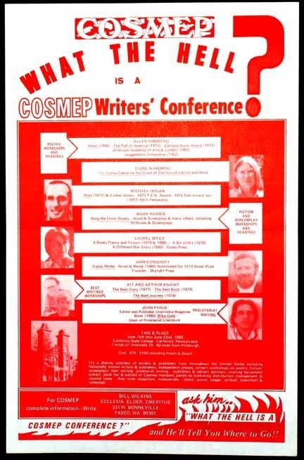 Item #2634] Broadside-Poster for COSMEP Writers' Conference, June 1980. Allen Ginsberg, Arthur...