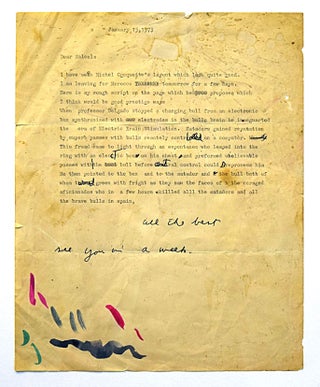 Original Typed Letter with Hand-Corrections & Inscription by William S. Burroughs with: Two-Panel Original Artwork by Malcolm McNeill Depicting & Incorporating text of WSB Letter with: Book, "The Someday Funnies" Edited by Michel Choquette