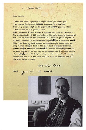 Original Typed Letter with Hand-Corrections & Inscription by William S. Burroughs with: Two-Panel Original Artwork by Malcolm McNeill Depicting & Incorporating text of WSB Letter with: Book, "The Someday Funnies" Edited by Michel Choquette