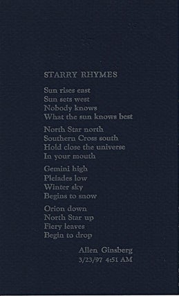 Death & Fame: Last Poems 1993-1997 with: Poem on Postcard; with: Bookmark Ephemera
