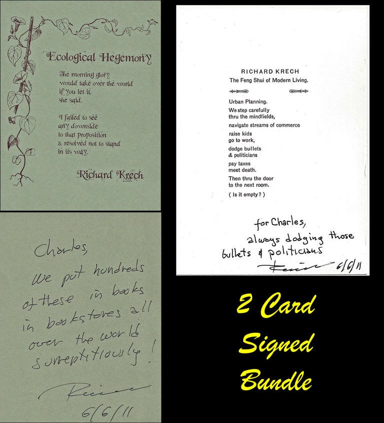 [Item #2881] Ecological Hegemony (1) w/The Feng Shui of Modern Living (2) -- Two Letterpress Cards. Richard Krech.