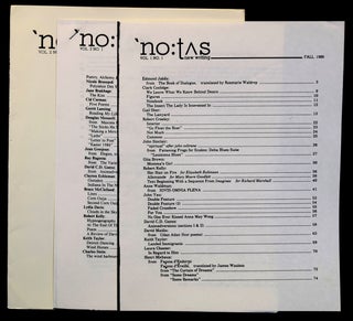 NOTUS new writing, Vol. 2, No. 2, Fall 1987 with: Ephemera