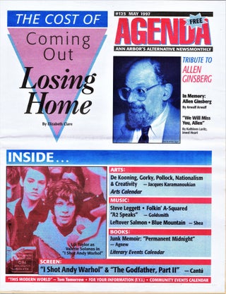 Flyer for March 8, 1991 Reading with: Agenda Newspaper #125, May 1997 with: Flyer for October 2, 1998 Memorial Concert