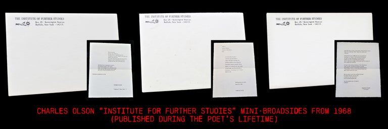Item #3696] Three Original Sheets in Envelopes from "The Institute of Further Studies" Charles Olson