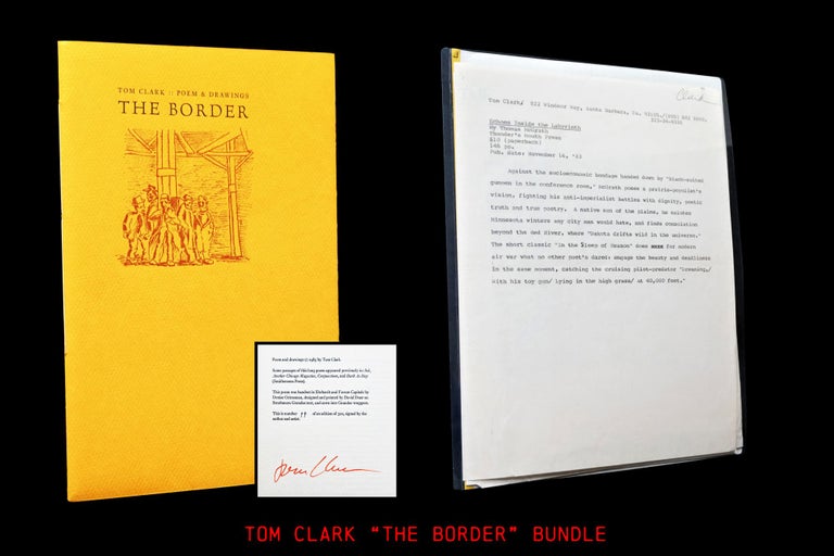 [Item #3927] The Border: Poem & Drawings with: Ephemera. Tom Clark.