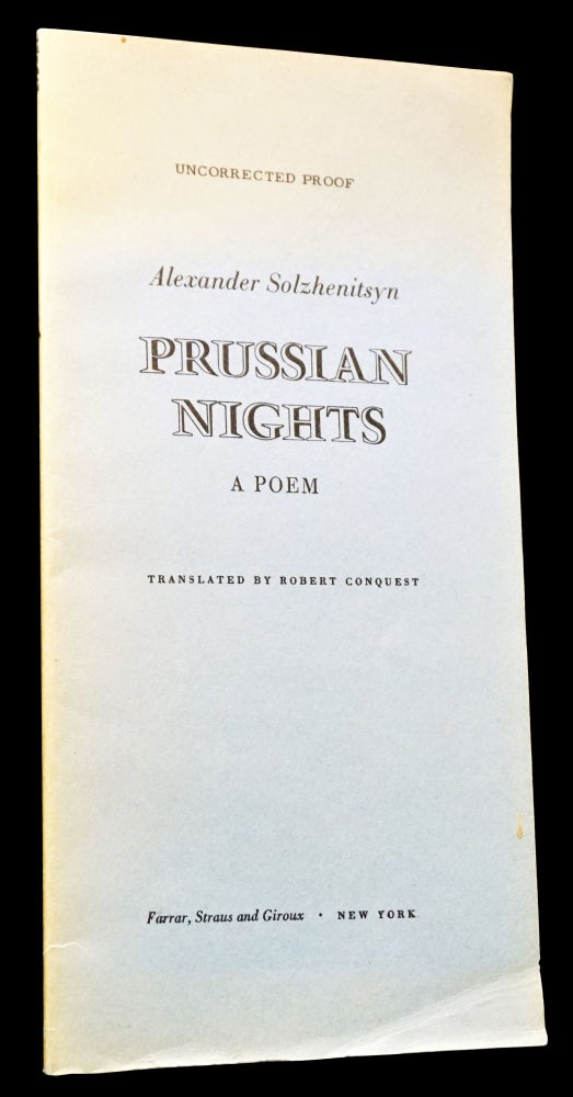 Item #4015] Prussian Nights: A Poem. Alexander Solzhenitsyn