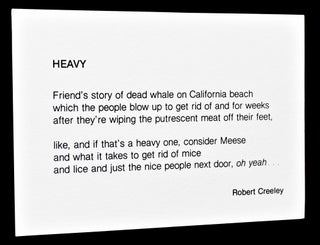 Heavy (A Postcard Commemorating the November 9, 1970 "Exploding Whale" Incident in Florence, Oregon) with: Robert Creeley's Life and Work: A Sense of Increment