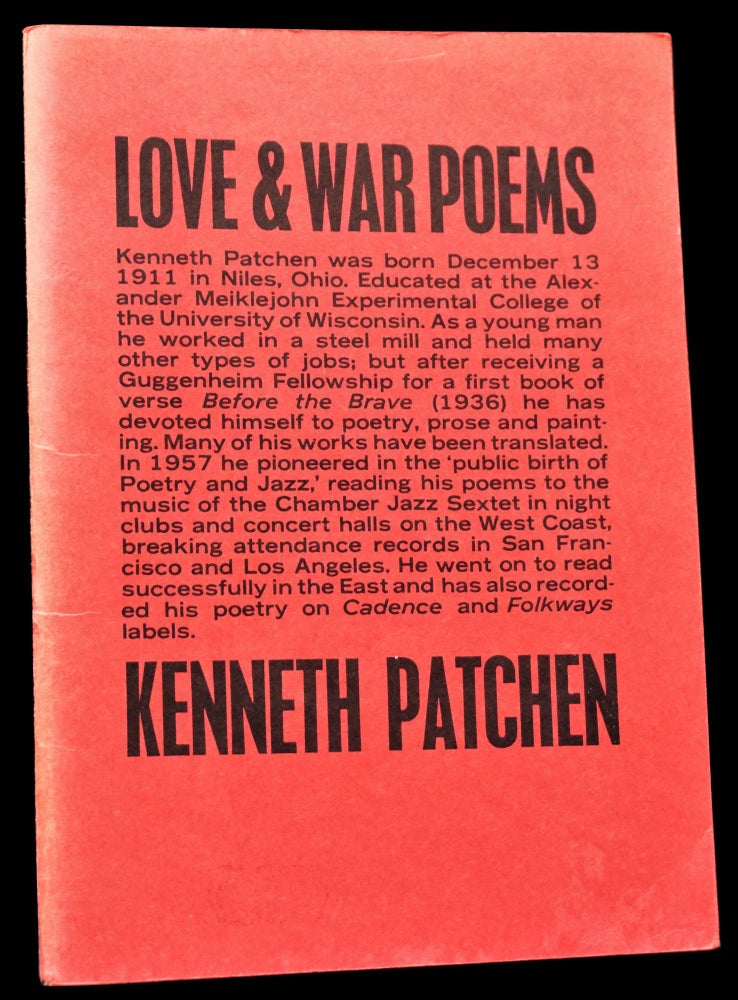Item #4423] Love & War Poems. Kenneth Patchen