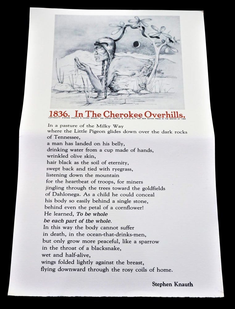 Item #4445] Broadside: "1836. In The Cherokee Overhills." Steven Knauth