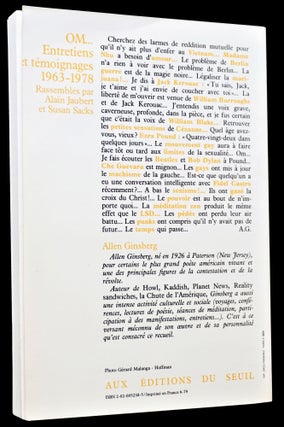 OM...Entretiens et Temoignages (1963-1978)