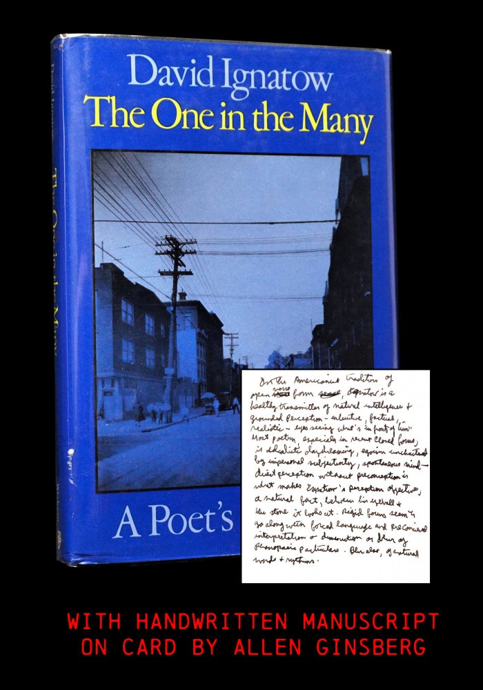 [Item #4482] The One in the many: A Poet's Memoirs with: Handwritten Manuscript by Allen Ginsberg. Allen Ginsberg, David Ignatow.
