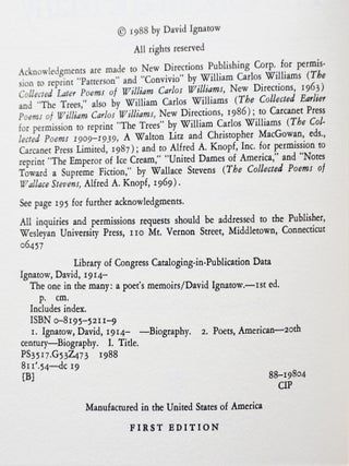 The One in the many: A Poet's Memoirs with: Handwritten Manuscript by Allen Ginsberg