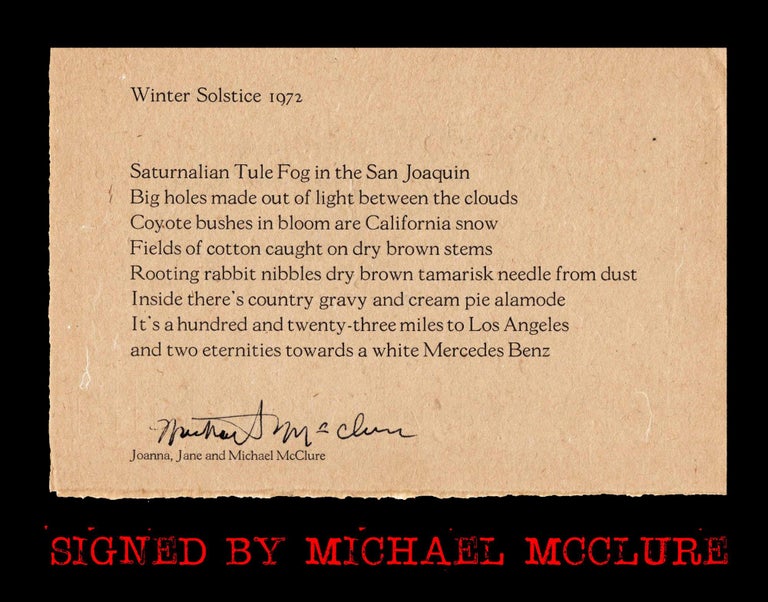 Item #4907] Winter Solstice (1972). Michael McClure