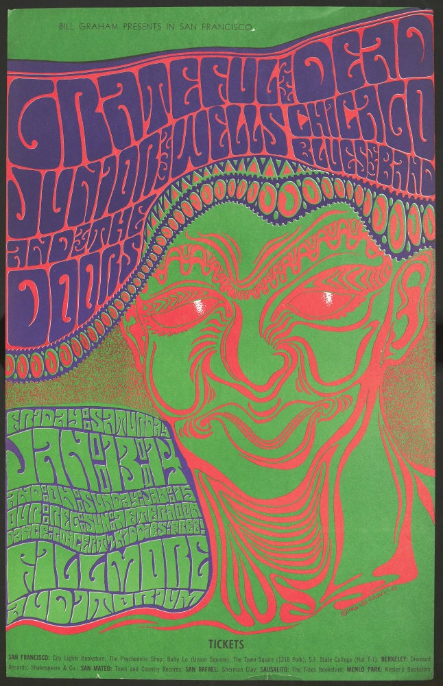 [Item #5007] Original Concert Poster: The Doors, Grateful Dead, and Junior Wells' Chicago Blues Band (January 13-15, 1967). Bill Graham, The Doors, Grateful Dead, Wes Wilson.