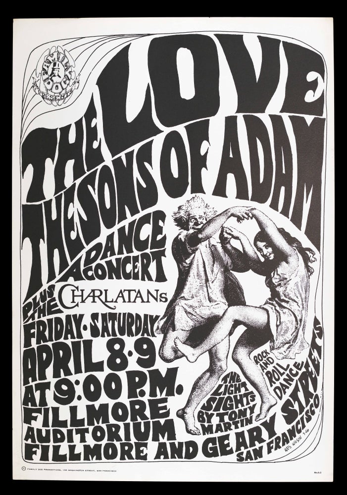 [Item #5086] Original Concert Poster: Love, Sons of Adam (April 8-9, 1966). Love, Sons of Adam, Tony Martin, Wes Wilson.