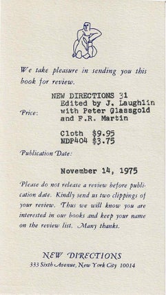 New Directions in Prose and Poetry (Issue No. 31, November 1975)
