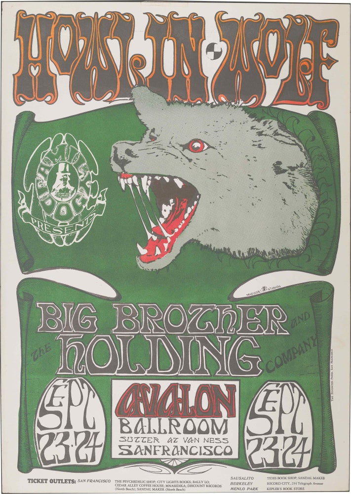 Item #5306] Original Concert Poster: Howlin' Wolf, Big Brother & the Holding Company (September...
