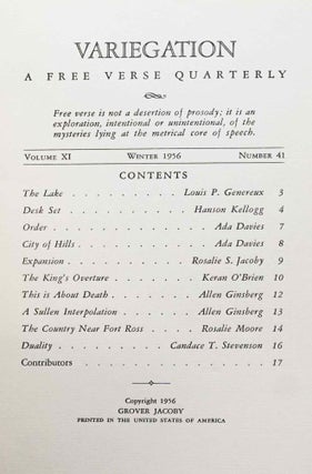 Variegation: A Free Verse Quarterly (Winter 1956)