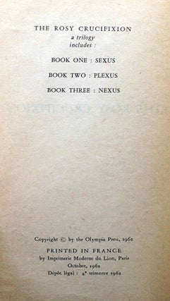 Plexus: The Rosy Crucifixion, Book Two