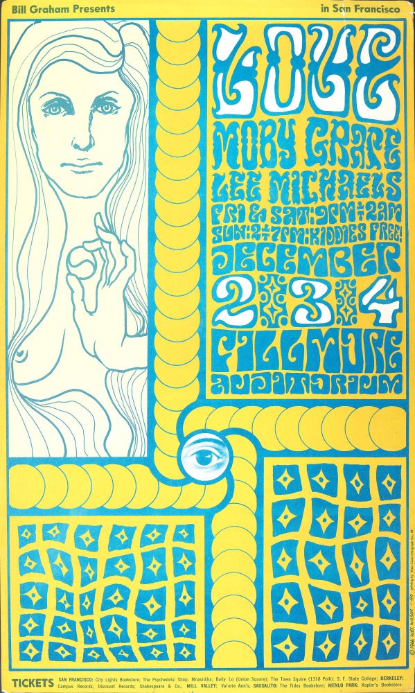 Item #5407] Original Concert Poster: Love, Moby Grape, Lee Michaels (December 2-4, 1966). Love,...