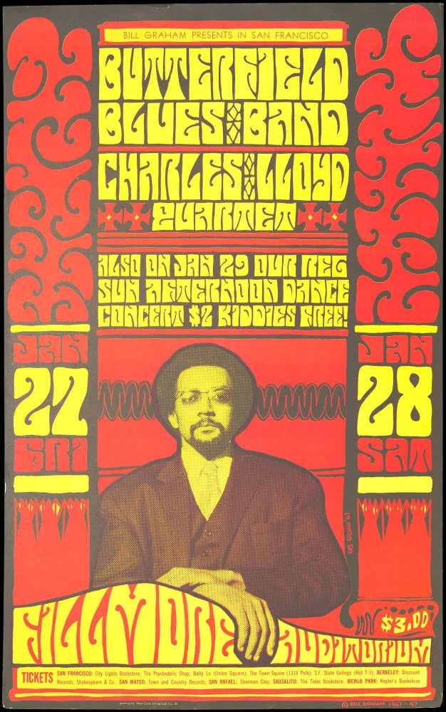 Item #5507] Original Concert Poster: Butterfield Blues Band, Charles Lloyd Quartet (January...