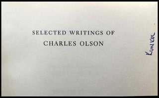 Charles Olson: Selected Writings