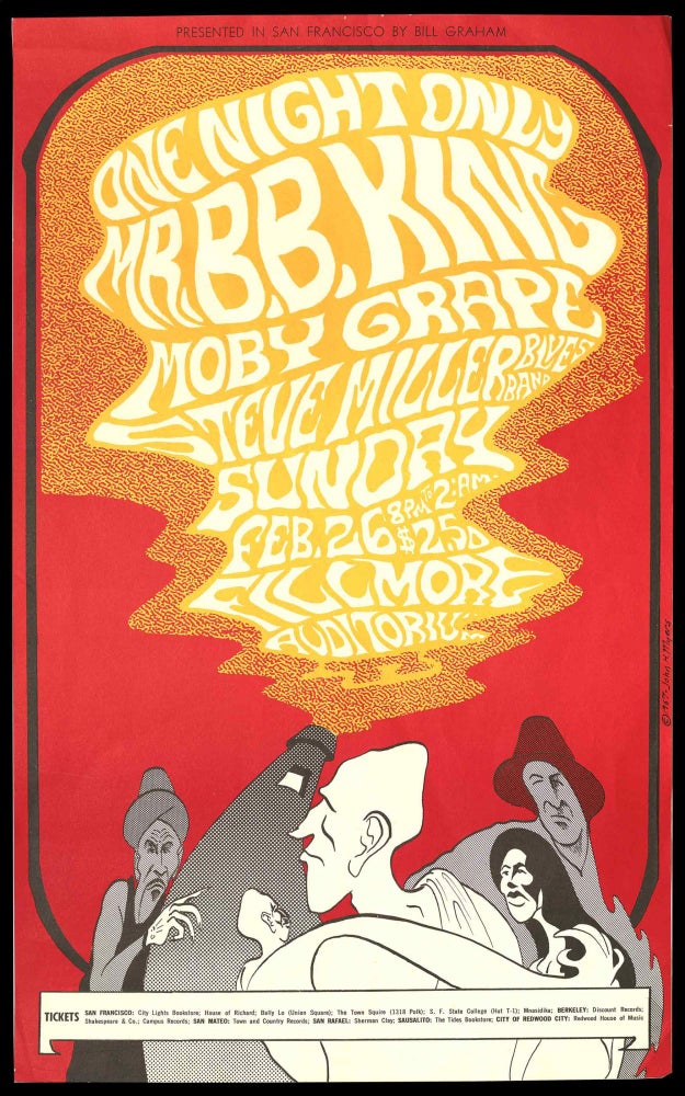 Item #5586] Original Concert Poster: B.B. King, Moby Grape, Steve Miller Blues Band (February...