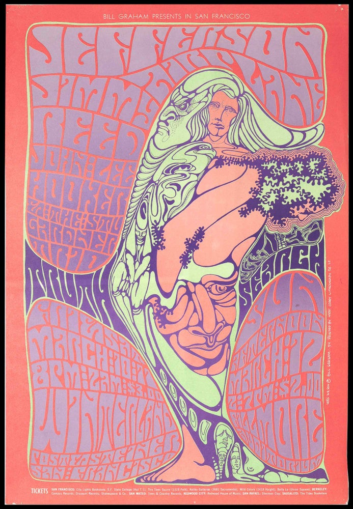 Item #5646] Original Concert Poster: Jefferson Airplane, Jimmy Reed, John Lee Hooker, Stu...