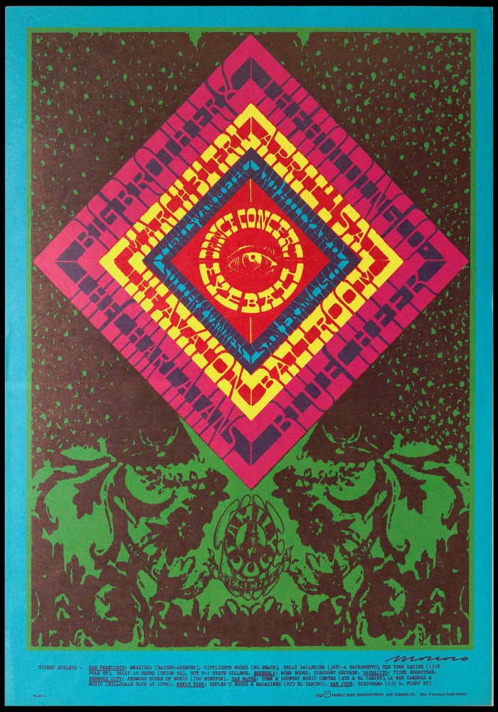 Item #5647] Original Concert Poster: Big Brother & the Holding Company, Charlatans, Blue Cheer...