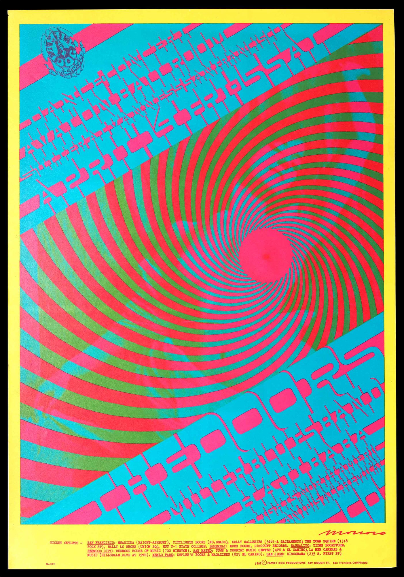 Original Concert Poster: Doors, Miller Blues Band, Haji Baba April 14-15,  1967 by Doors, Miller Blues Band, Haji Baba, Victor Moscoso on Third Mind  