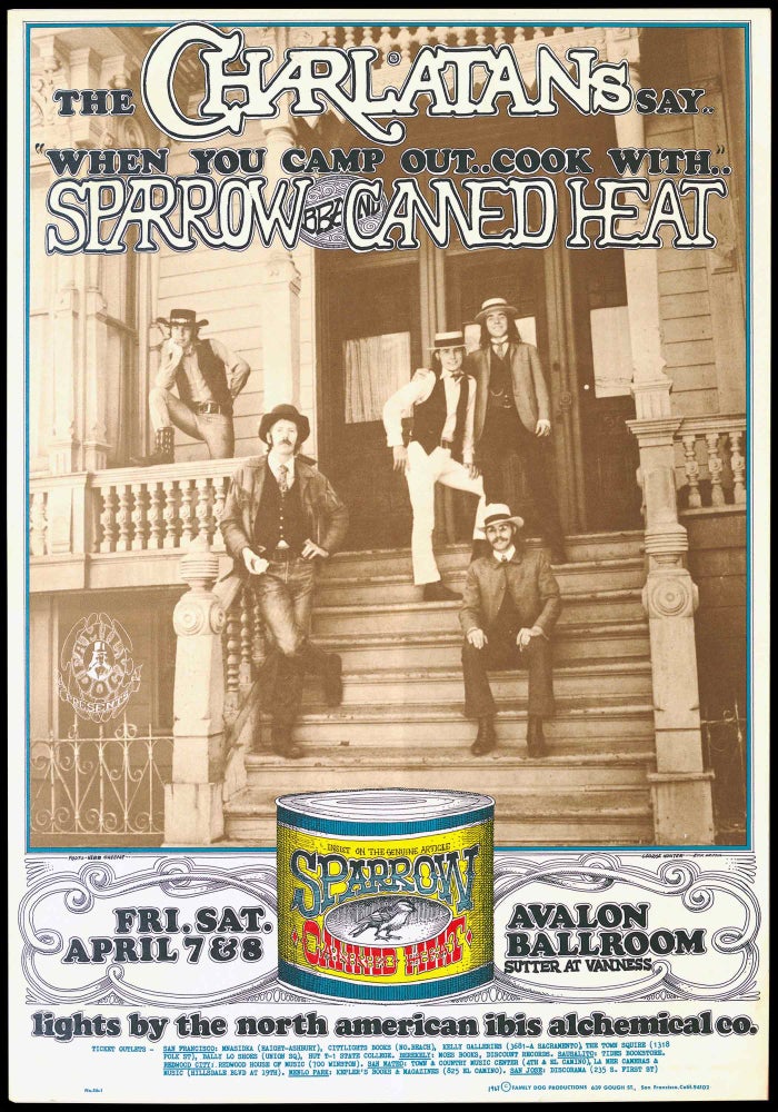 Item #5686] Original Concert Poster: Charlatans, Sparrow, Canned Heat (April 7-8, 1967)....