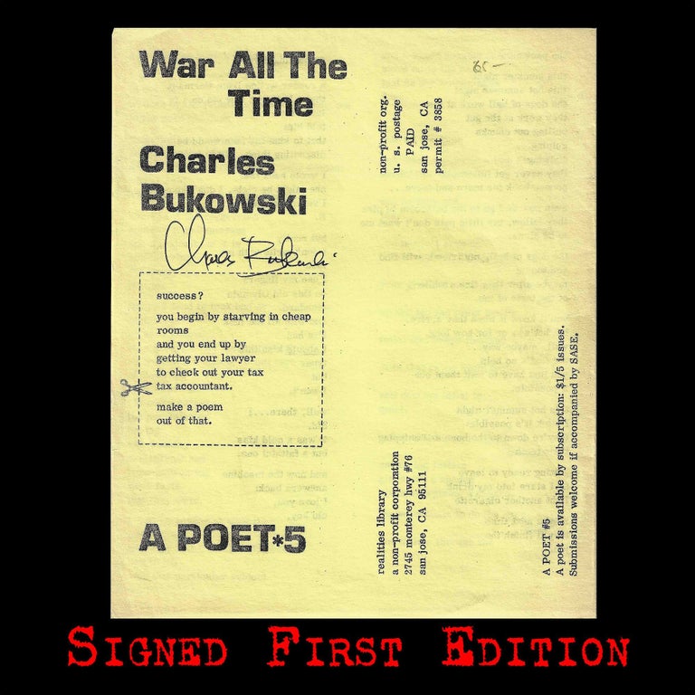 Item #5783] War All The Time. Charles Bukowski