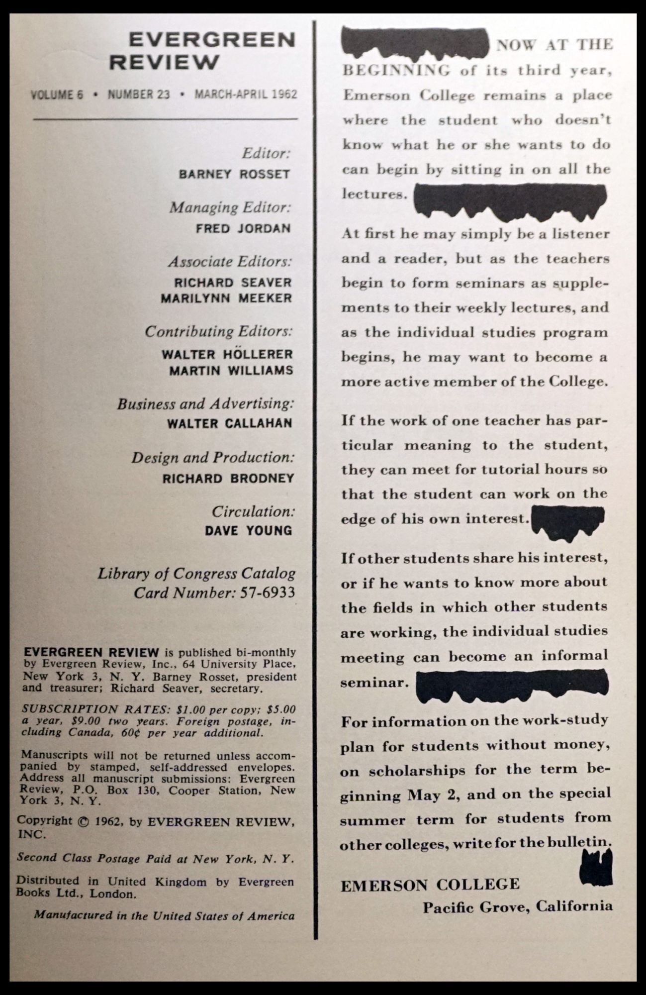 Evergreen Review.pdf Evergreen Review Vol. 6 No. 23 March-April 1962 | Barney Rosset ...