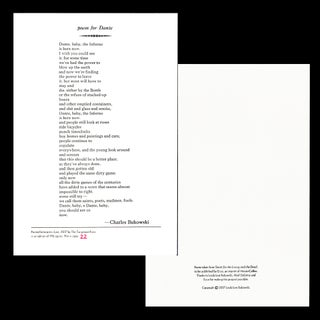 Broadside: "Poem for Dante" with: Artwork