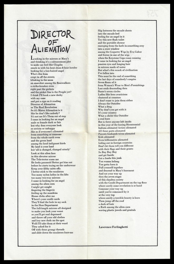 Item #5932] Director of Alienation. Lawrence Ferlinghetti