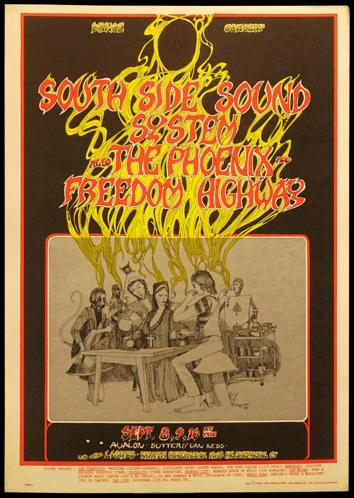 [Item #5965] Original Concert Poster: South Side Sound System, Phoenix, Freedom Highway (September 8-10, 1967). South Side Sound System, Phoenix, Freedom Highway, Greg Irons, Roger Hillyard, Ben van Meter.
