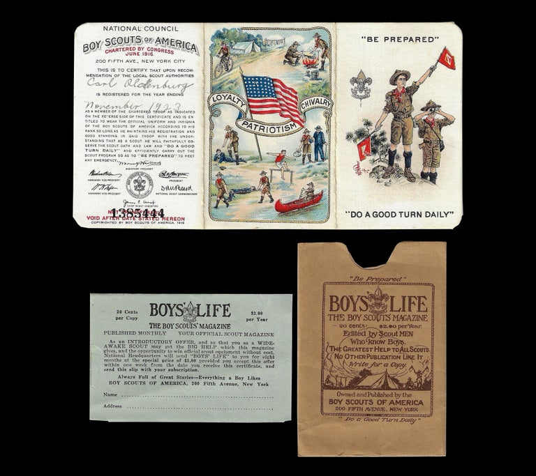 Item #6040] Vintage 1923 Boy Scouts of America Ephemera Collection. Boy Scouts of America