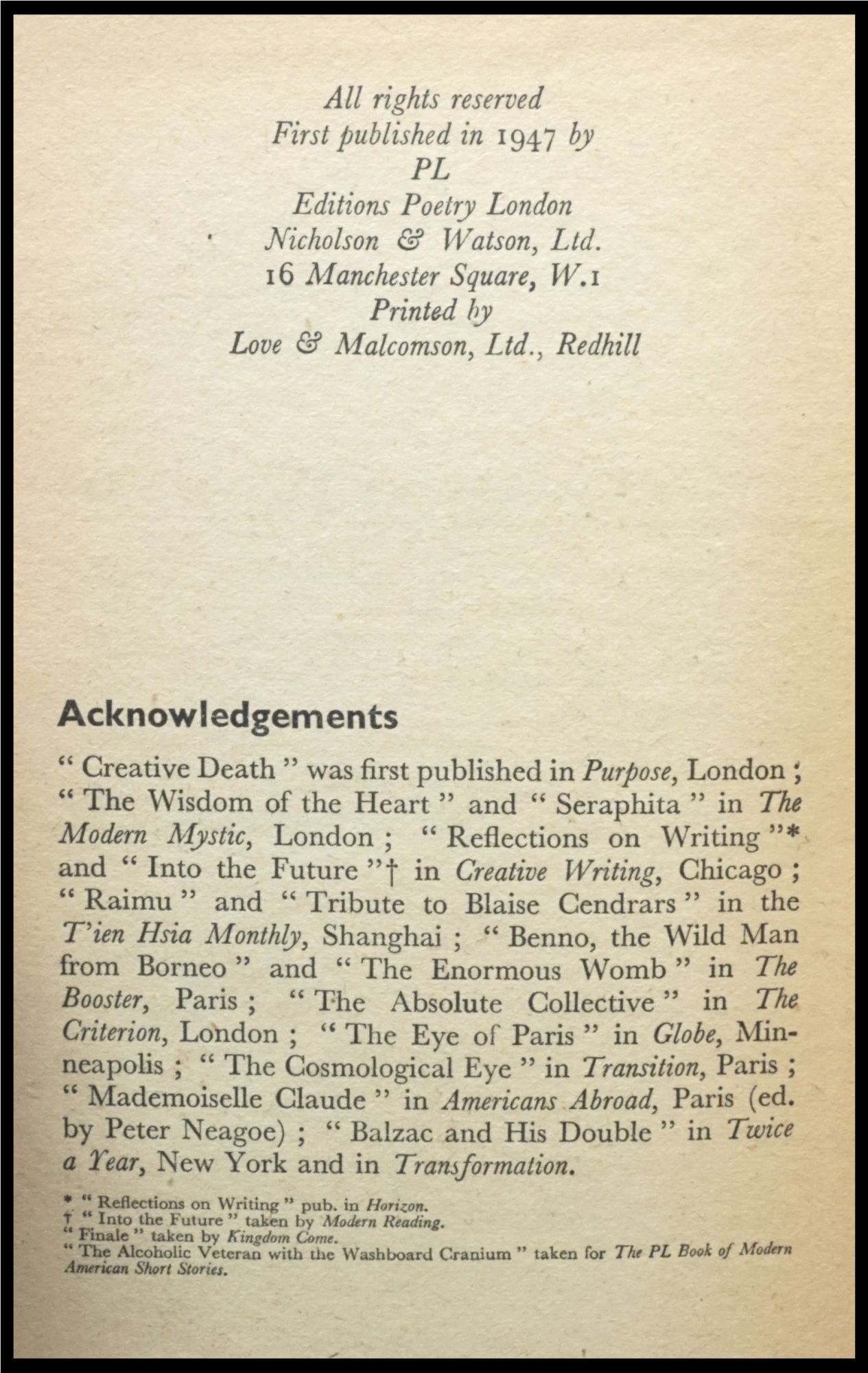 The Wisdom of the Heart | Henry Miller | First British Edition