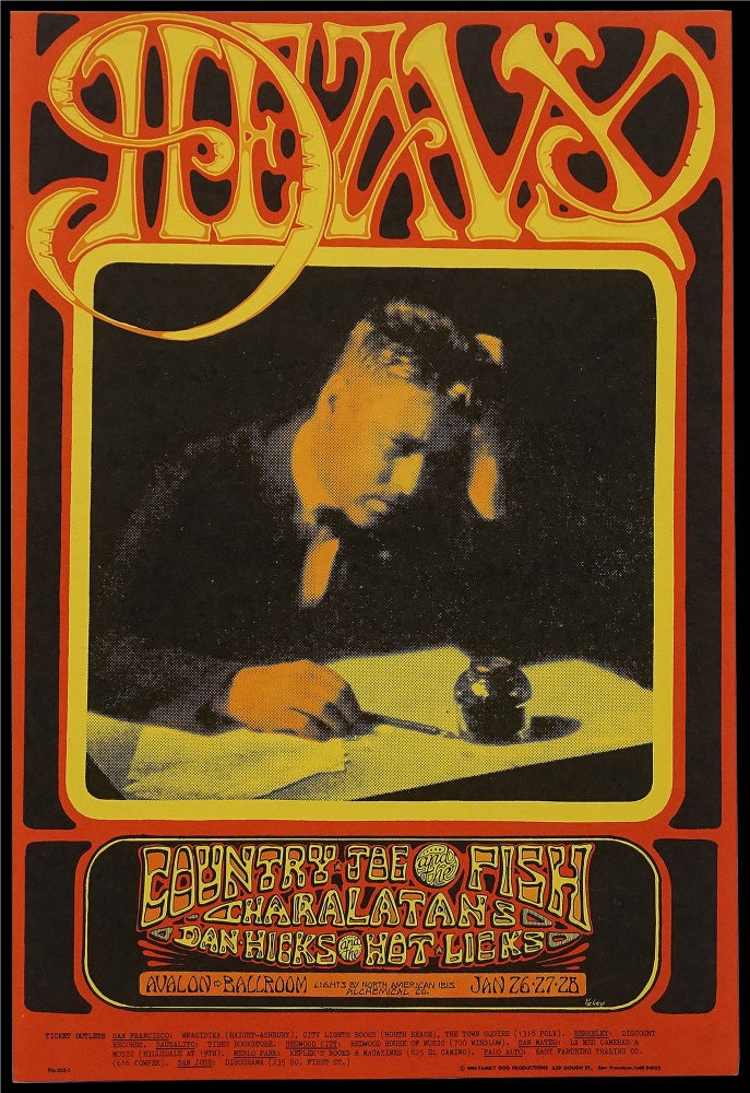 Item #6269] Original Concert Poster: Country Joe and the Fish, Charlatans, Dan Hicks and His Hot...