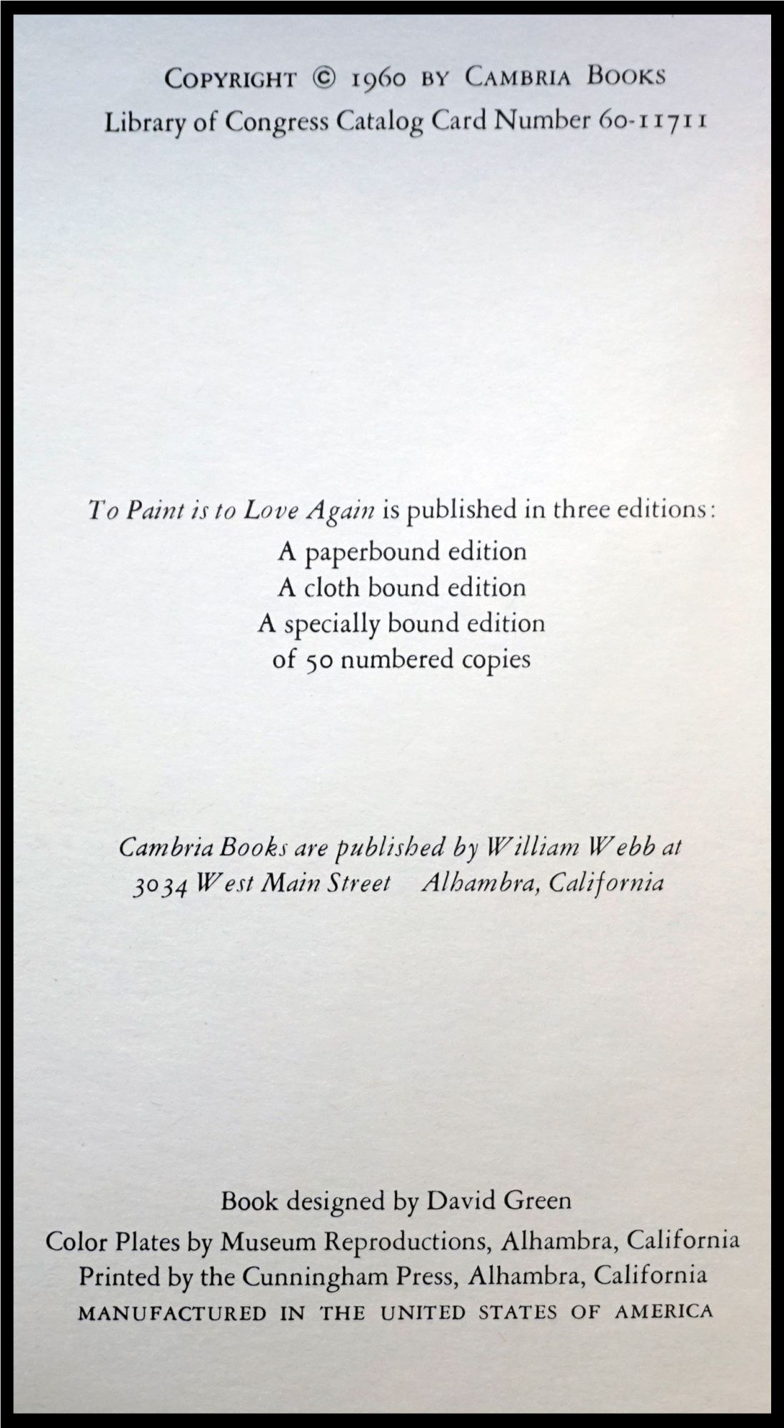 To Paint is to Love Again | Henry Miller | First Softcover Edition