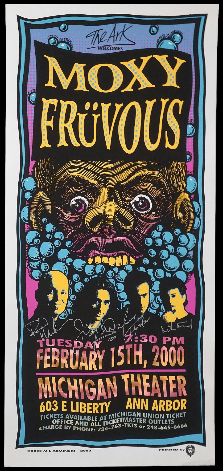 Original Concert Poster: The Ark Welcomes Moxy Früvous at the