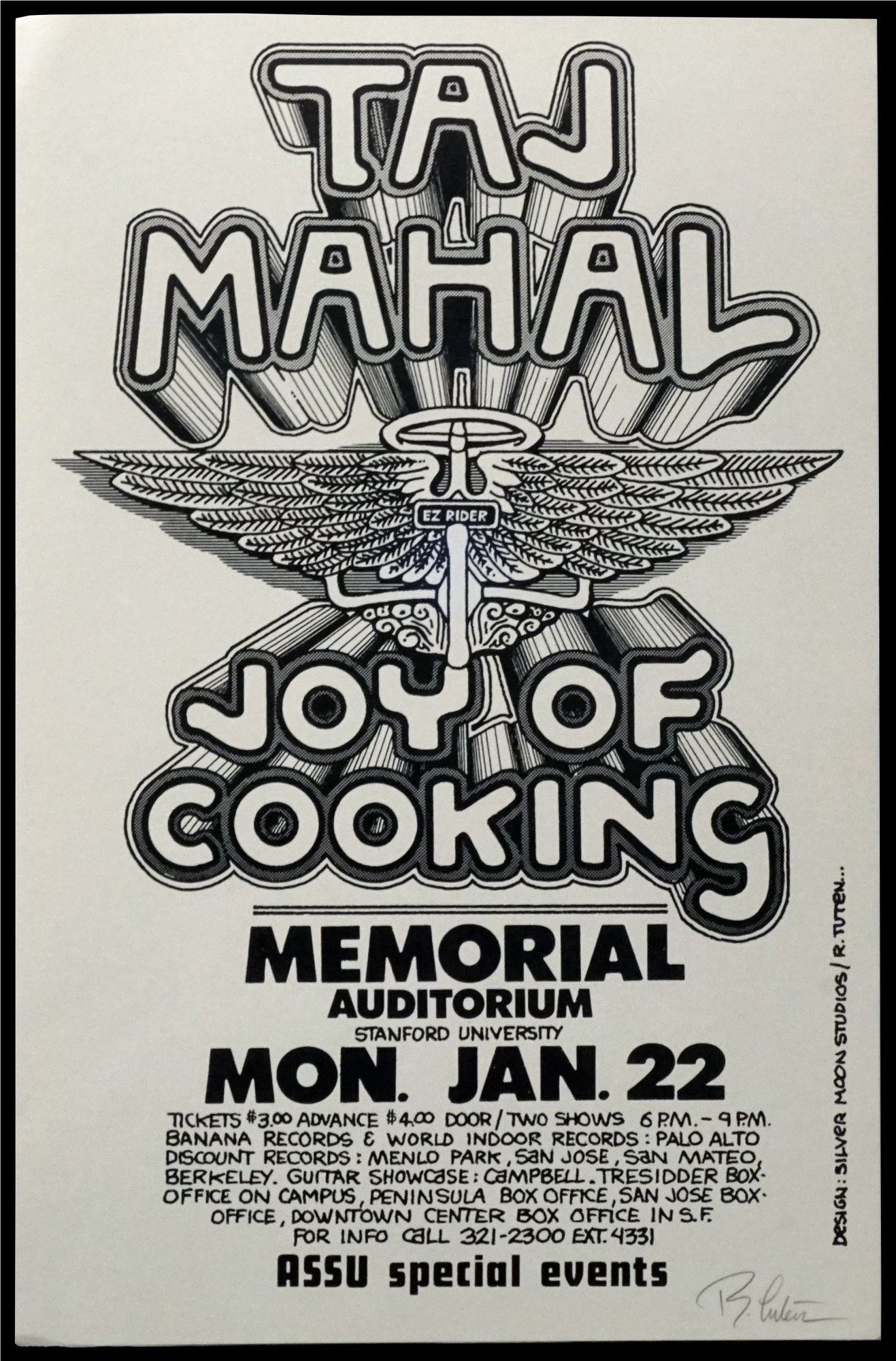Original Concert Poster: Taj Mahal at Memorial Auditorium