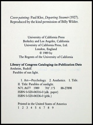 Parables of Sun Light: Observations on Psychology, the Arts, and the Rest with: Ephemera