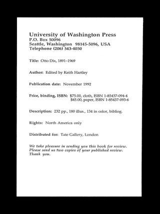 Otto Dix Exhibition Catalog
