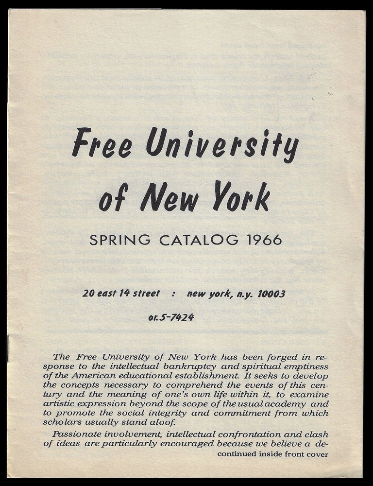 Item #7080] Free University of New York Spring Catalog (1966